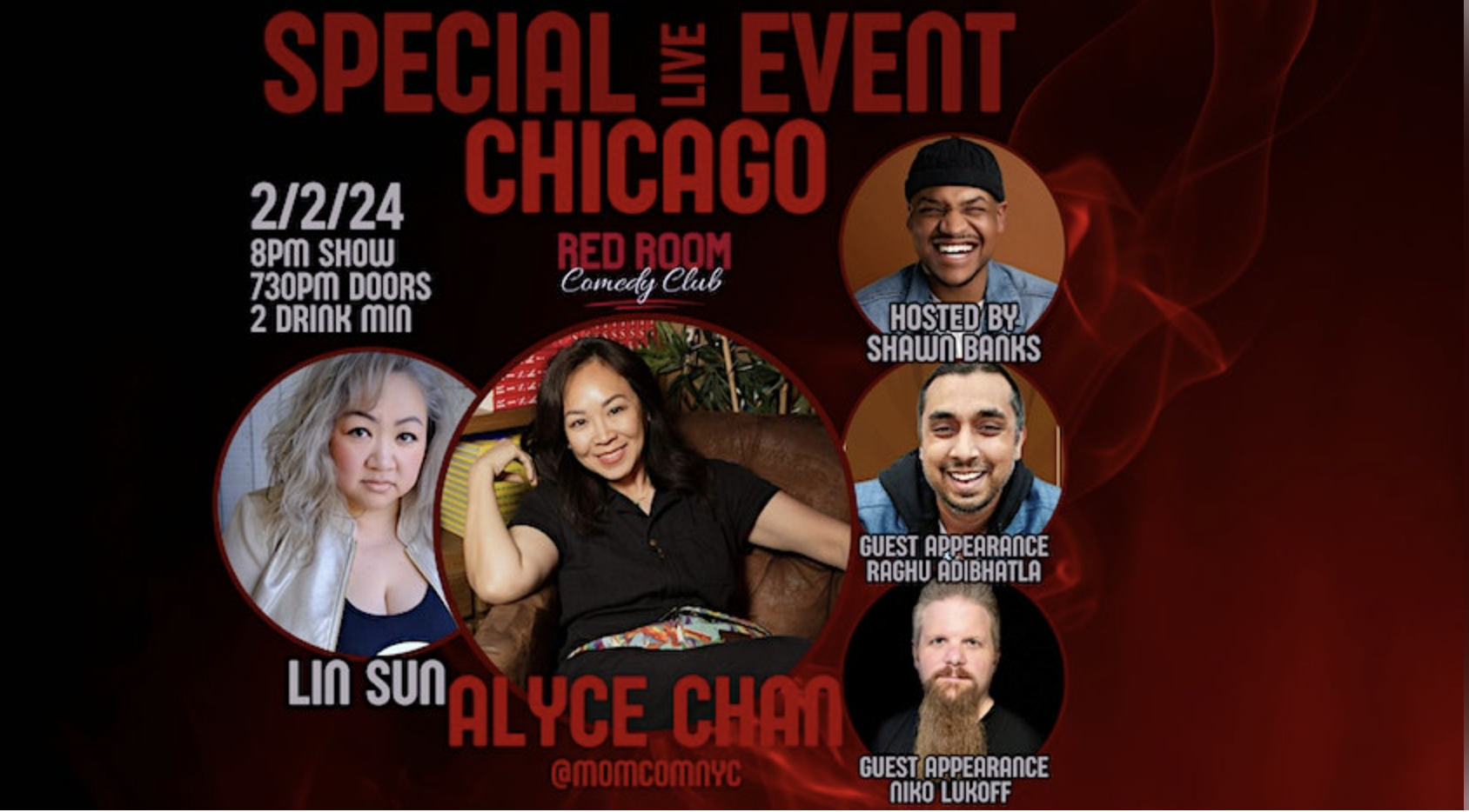 Feb 2 – Opening Night at The Red Room, Chicago